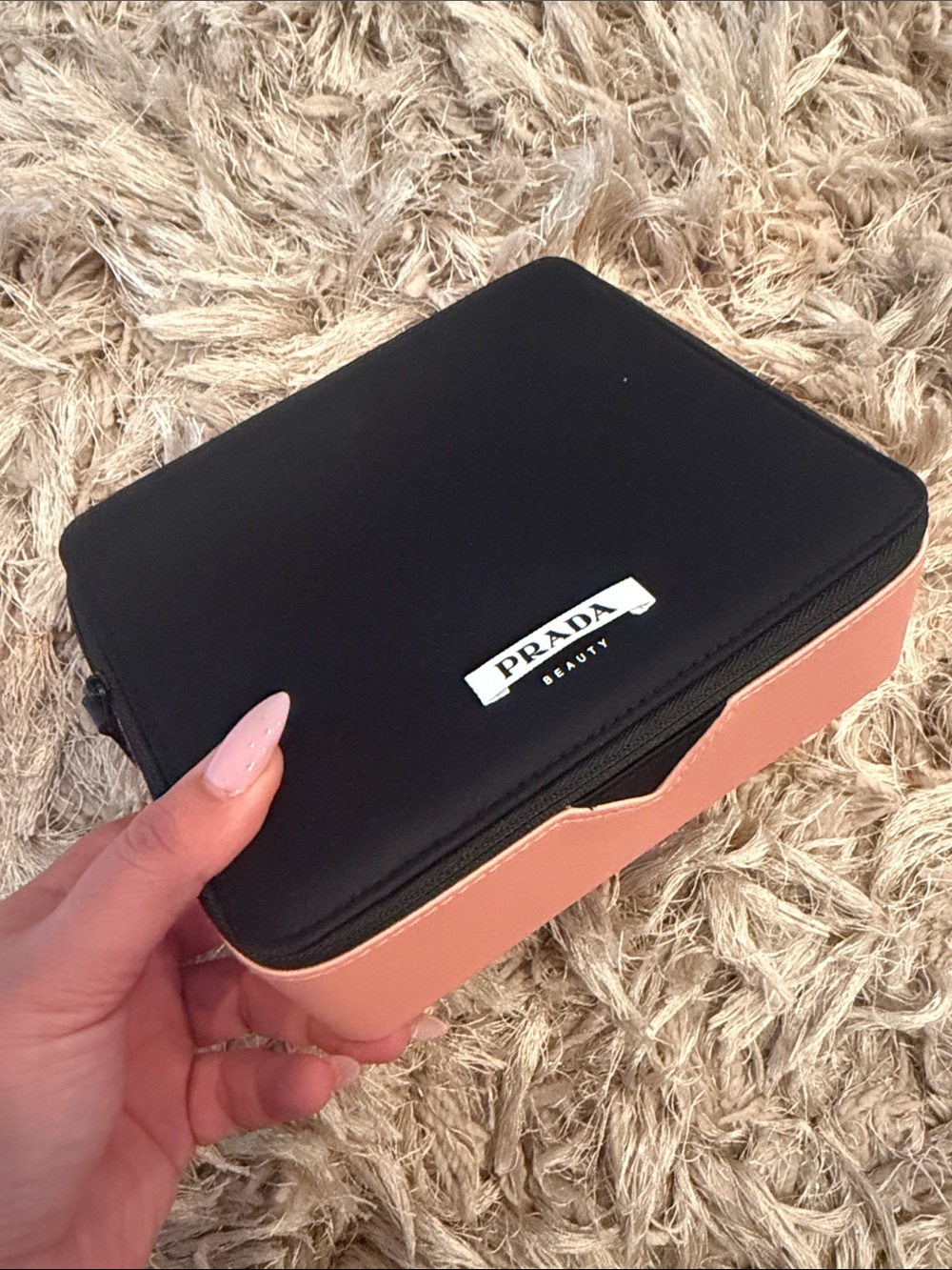 Prada Black and Pink Two-Tone Cosmetic Pouch